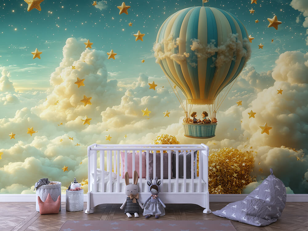 INFANTILE 0134 – Moonlit Star Balloon Wall Mural