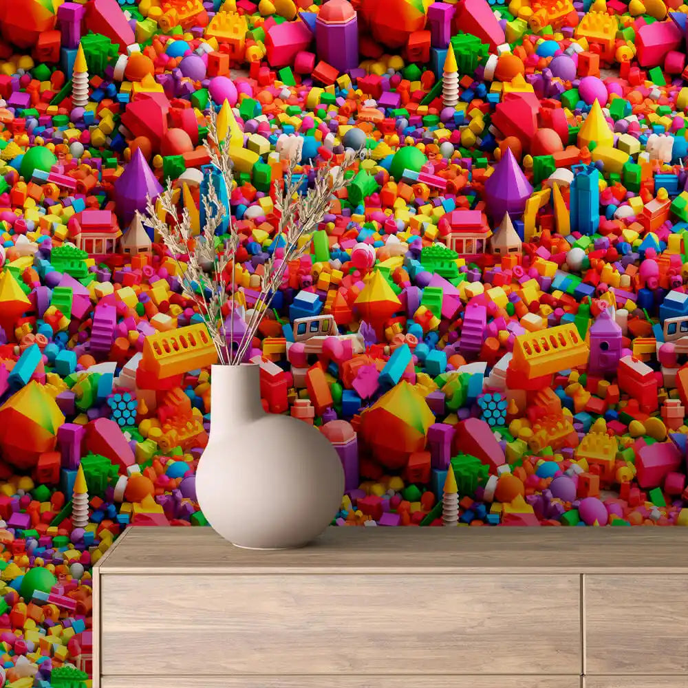 Rainbow Block and Toy Mountain Peel & Stick Wallpaper – Toy Box 0015