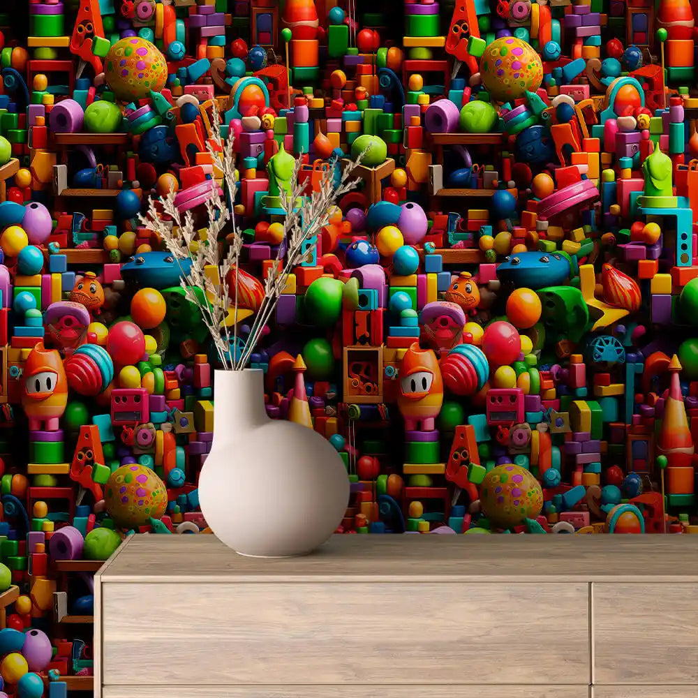 Toy Chest Jumble Peel & Stick Wallpaper – Toy Box 0017