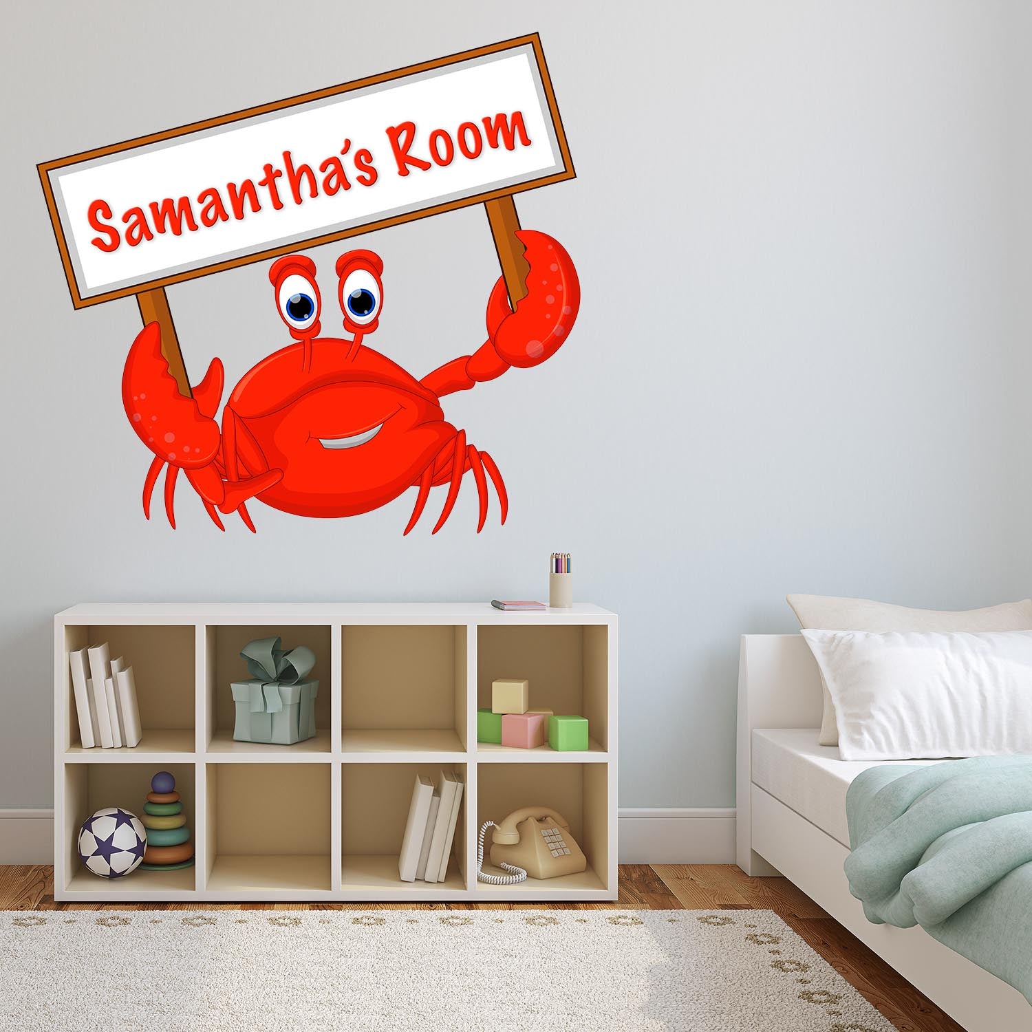 Personalized Crab Decal, Wall Decal Sticker, Removable