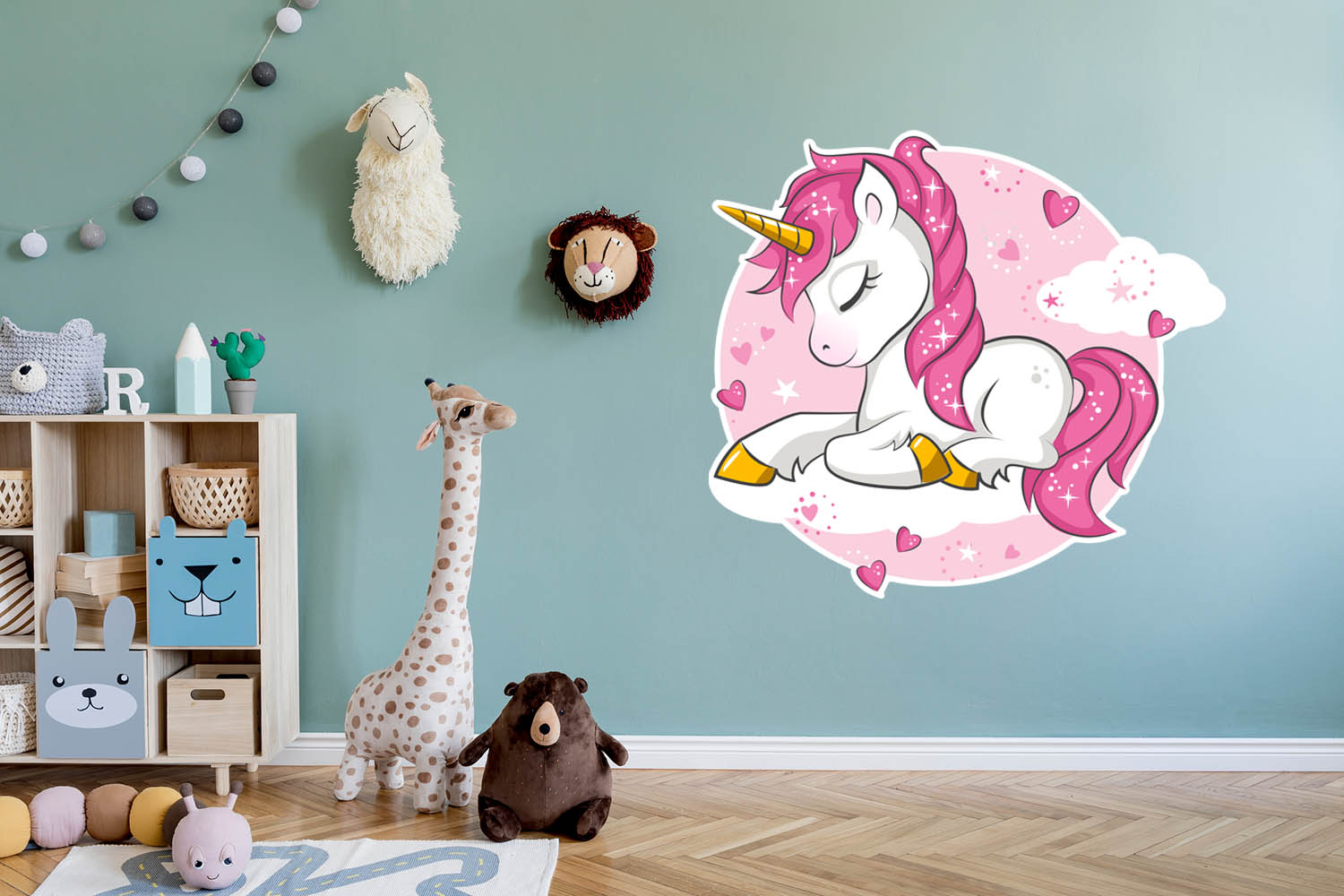 Pink Unicorn in a Cloud, Wall Decal Sticker, Removable with NO wall Damage!