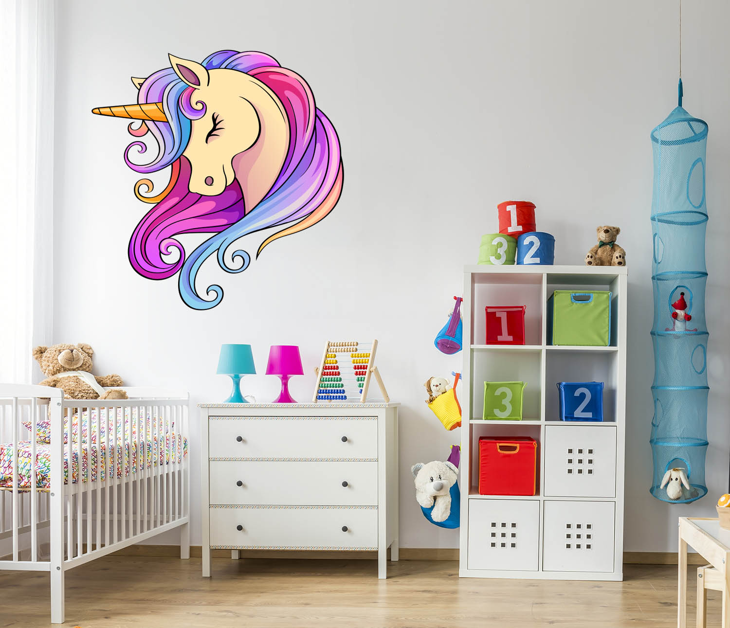 Adorable Multi Coloured Unicorn, Wall Decal Sticker, Removable with NO wall Damage!
