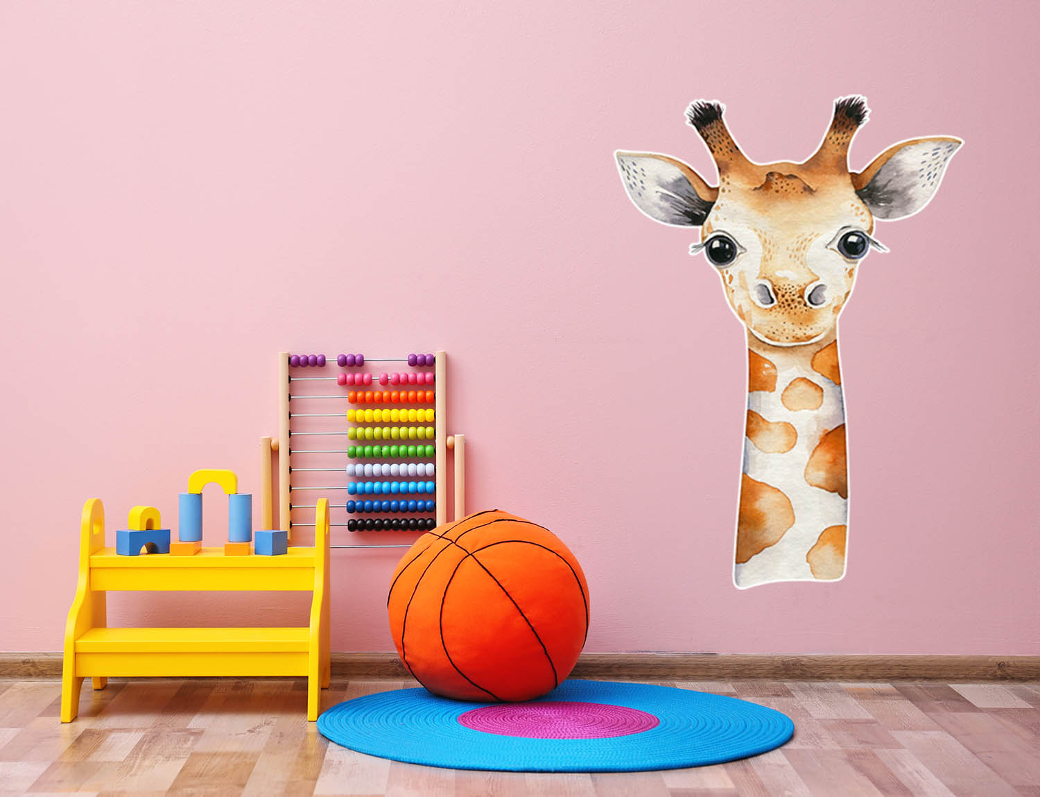 Giraffe Pastel Head, Wall Decal Sticker, Removable with NO wall Damage!