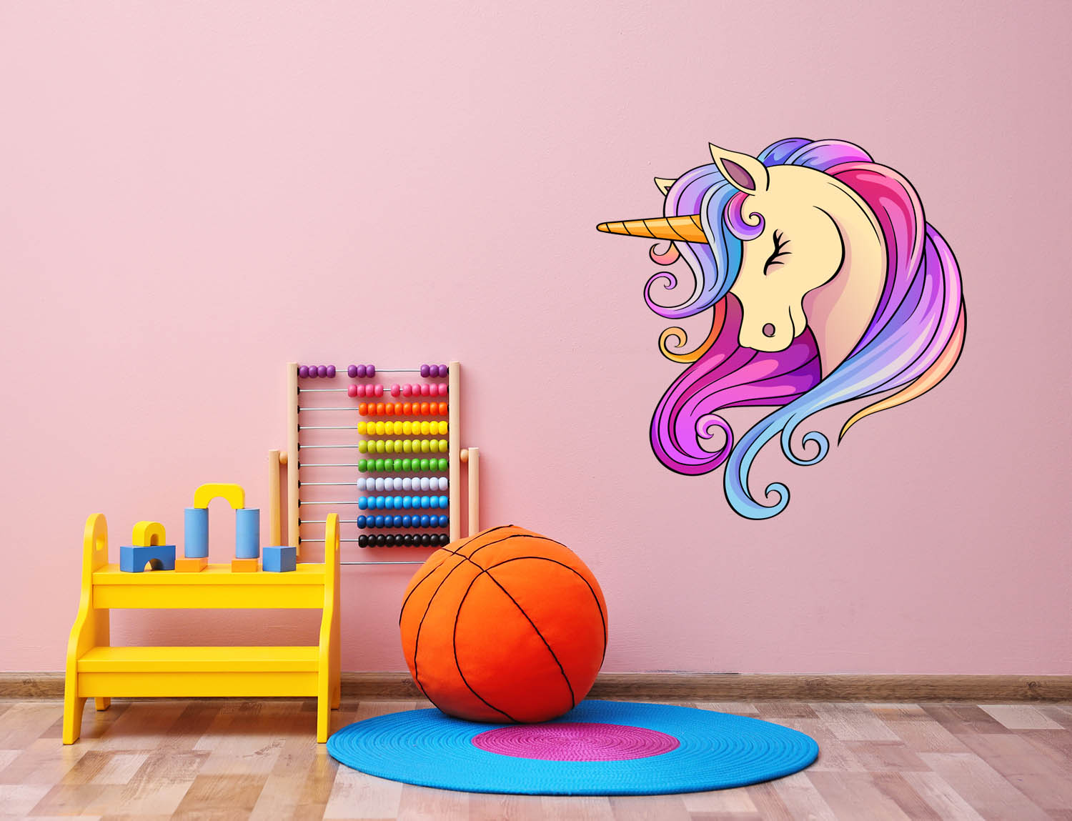 Adorable Multi Coloured Unicorn, Wall Decal Sticker, Removable with NO wall Damage!