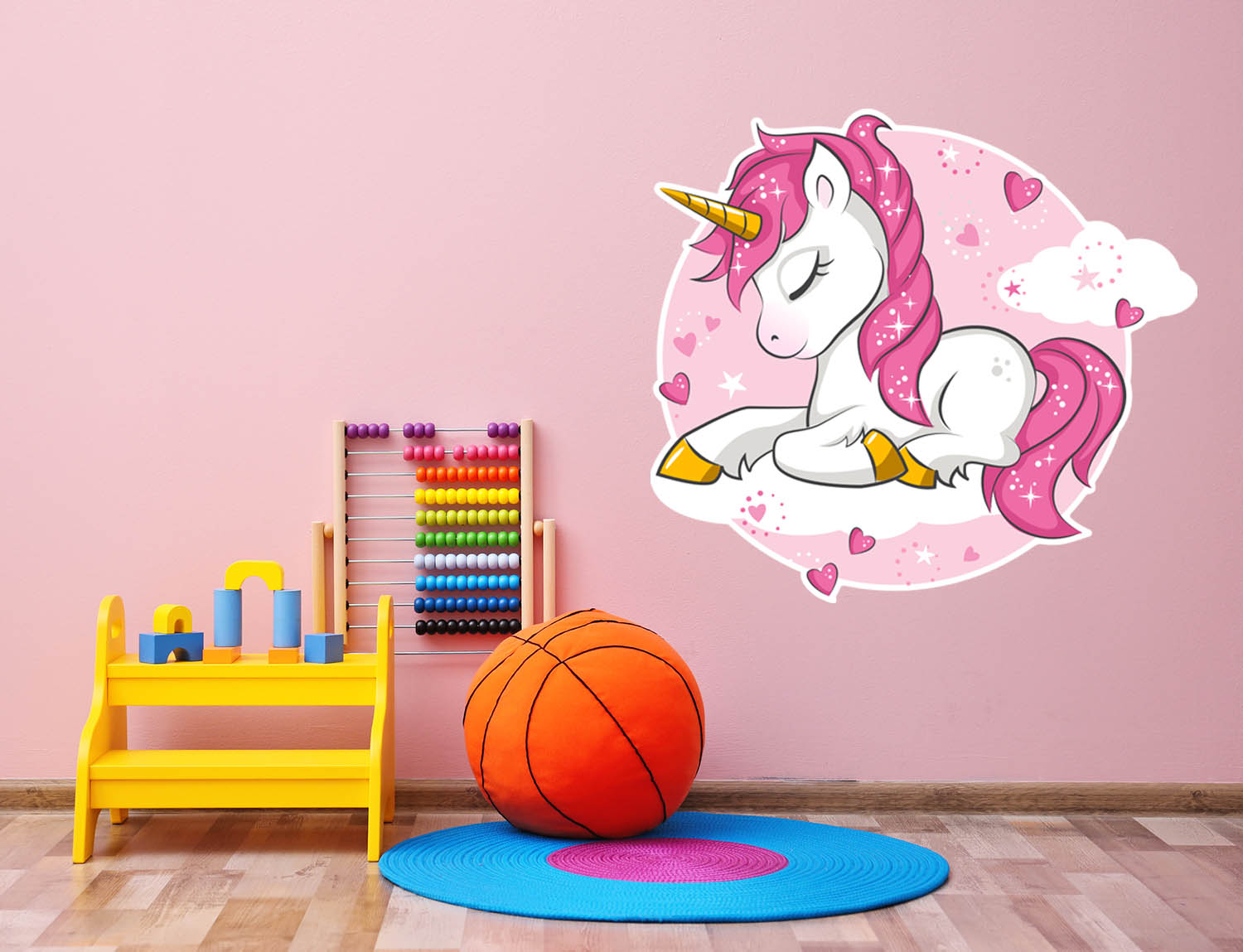Pink Unicorn in a Cloud, Wall Decal Sticker, Removable with NO wall Damage!