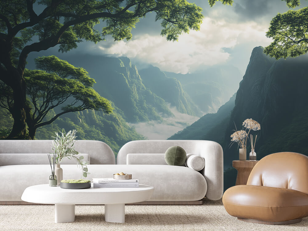 LANDSCAPE 0010 – Misty Mountain Canyon Wall Mural