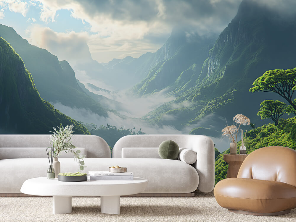LANDSCAPE 0011 – Cloud Valley Waterfall Wall Mural