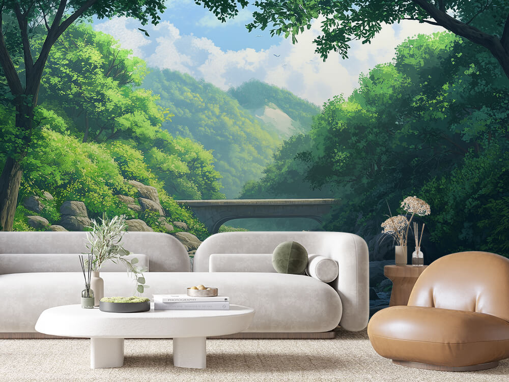 LANDSCAPE 0014 – Stone Bridge Forest Wall Mural