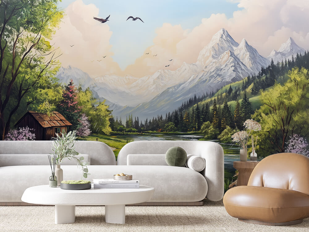 LANDSCAPE 0025 – Alpine River Valley Wall Mural