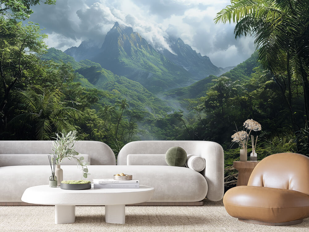 LANDSCAPE 0026 – Misty Jungle Peak Wall Mural