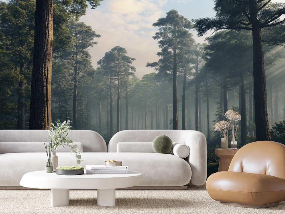 LANDSCAPE 0032 – Sunlit Pine Forest Wall Mural