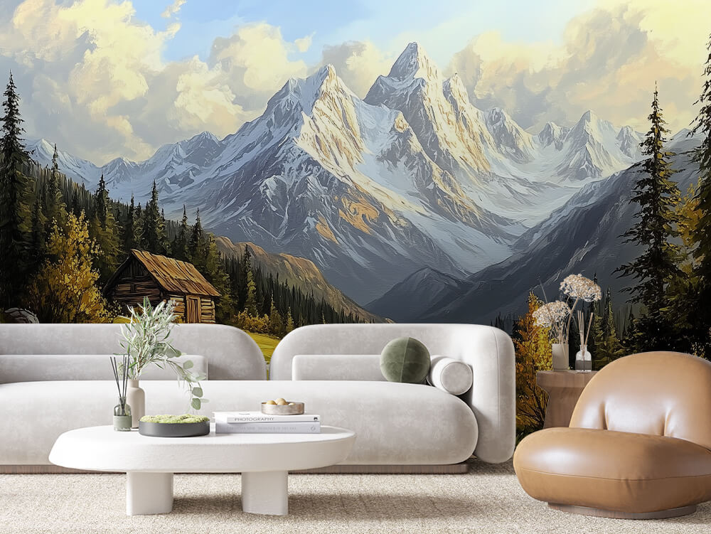 LANDSCAPE 0033 – Snowy Peak Cabin Wall Mural