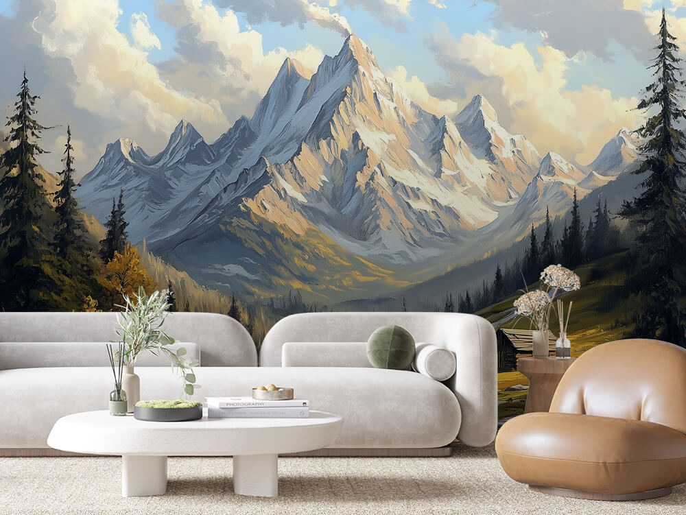 LANDSCAPE 0034 – Golden Alpine Peaks Wall Mural