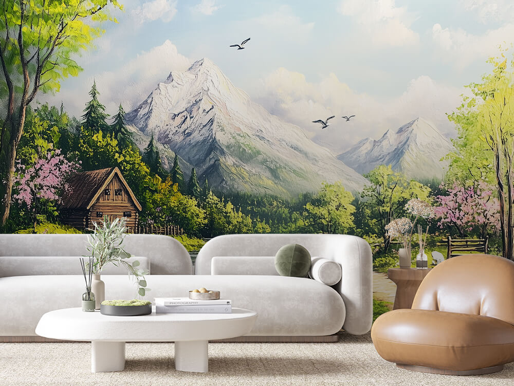 LANDSCAPE 0035 – Blossom Mountain Cabin Wall Mural