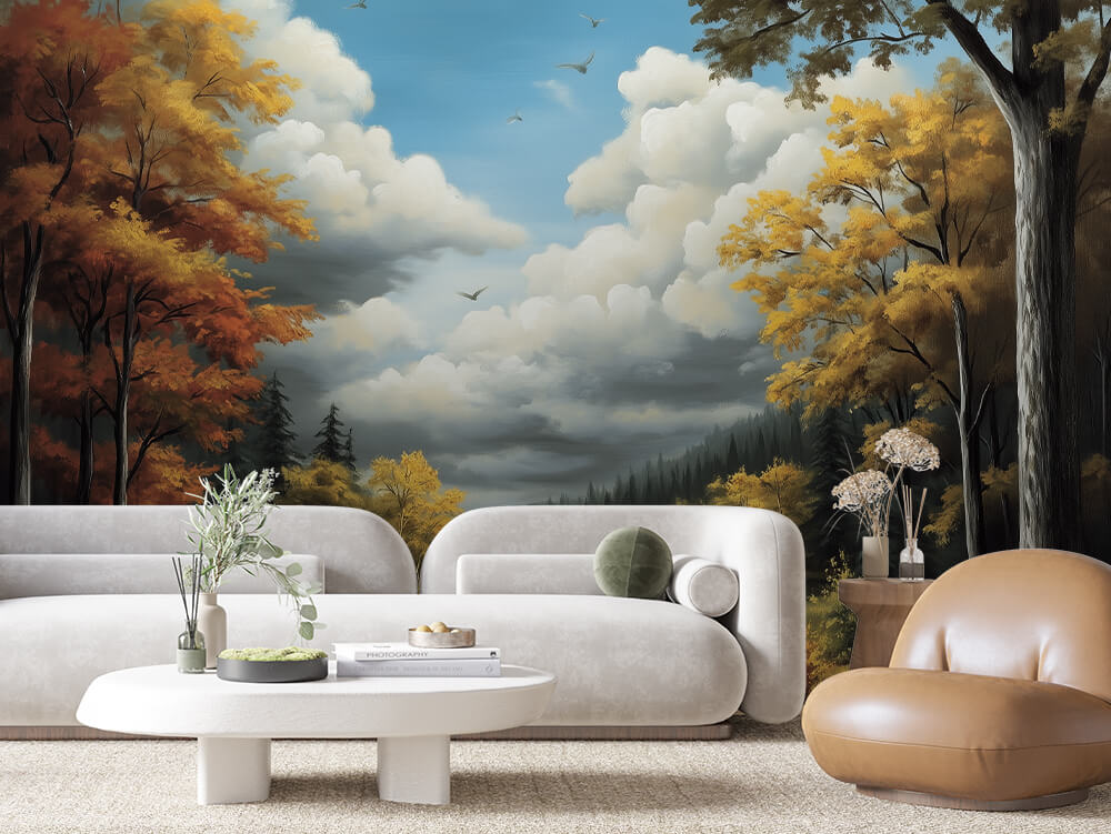 LANDSCAPE 0042 – Golden Autumn Woodland Wall Mural