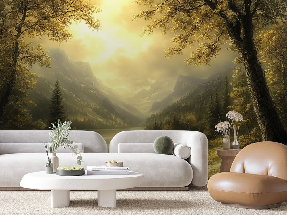 LANDSCAPE 0050 – Golden Canopy Mountain Wall Mural