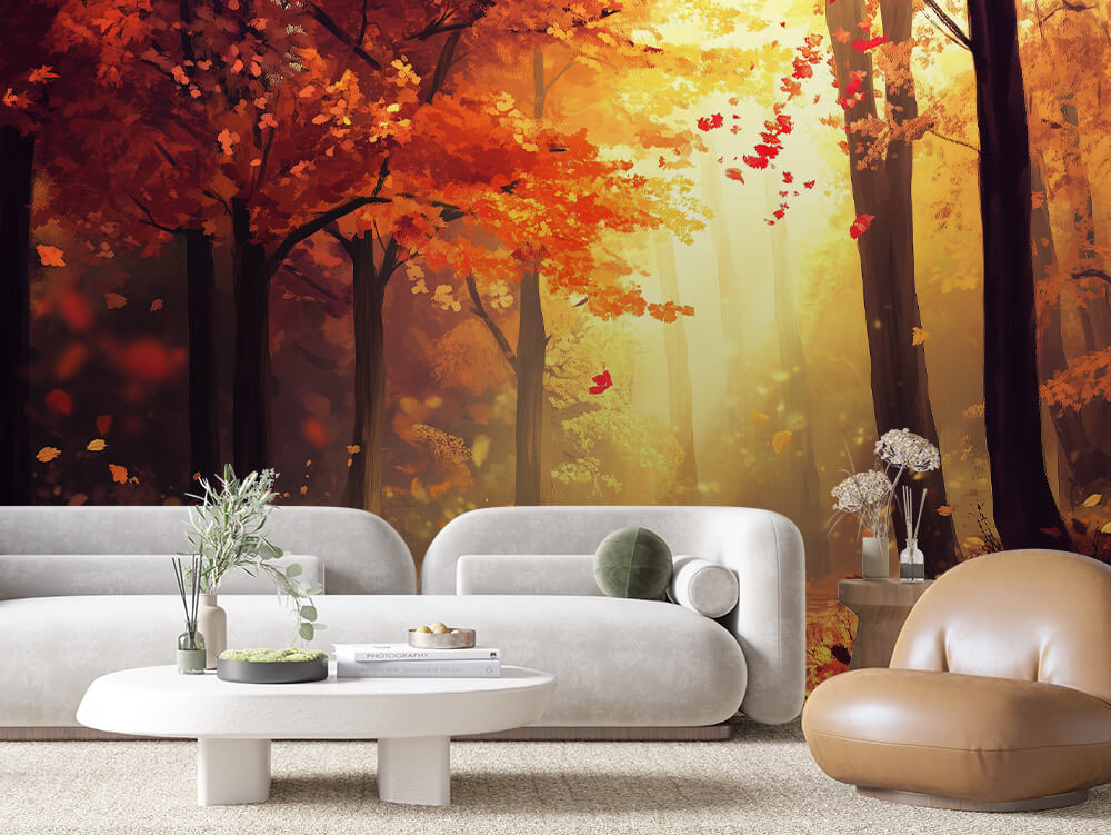 LANDSCAPE 0059 – Falling Leaves Forest Wall Mural
