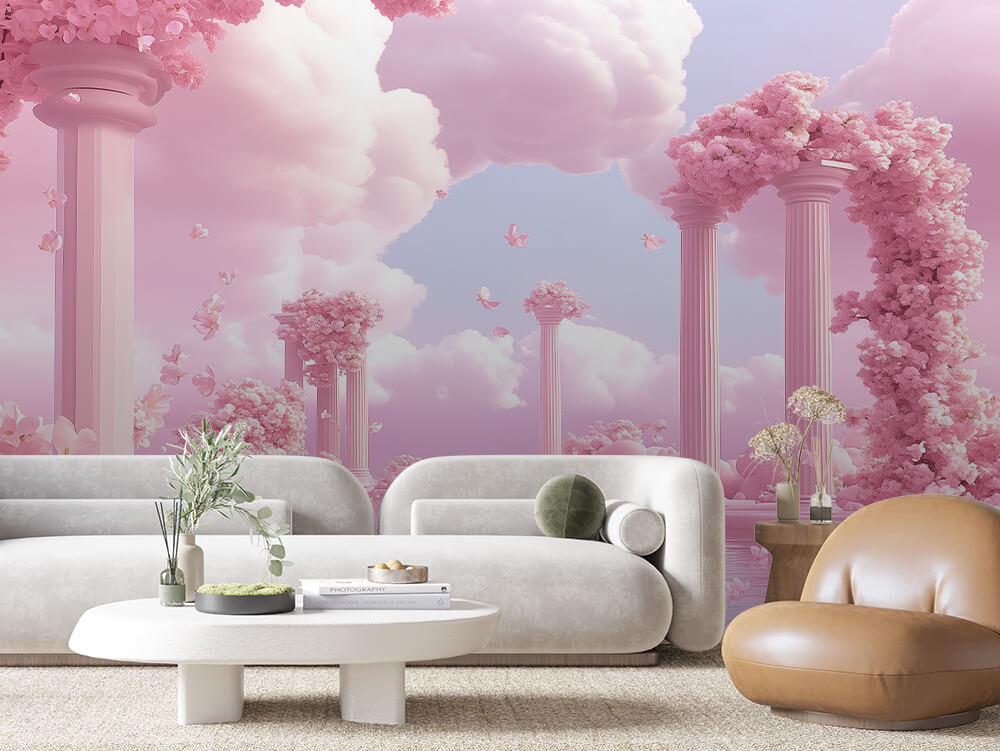 LANDSCAPE 0061 – Rose Cloud Colonnade Wall Mural