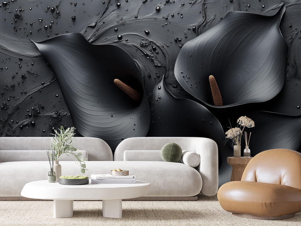 LEAVE 0004 – Black Calla Lily Wall Mural