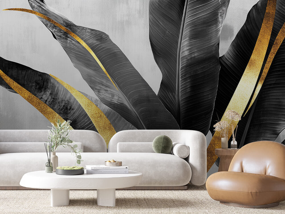 LEAVE 0013 – Gold Ray Banana Leaf Wall Mural
