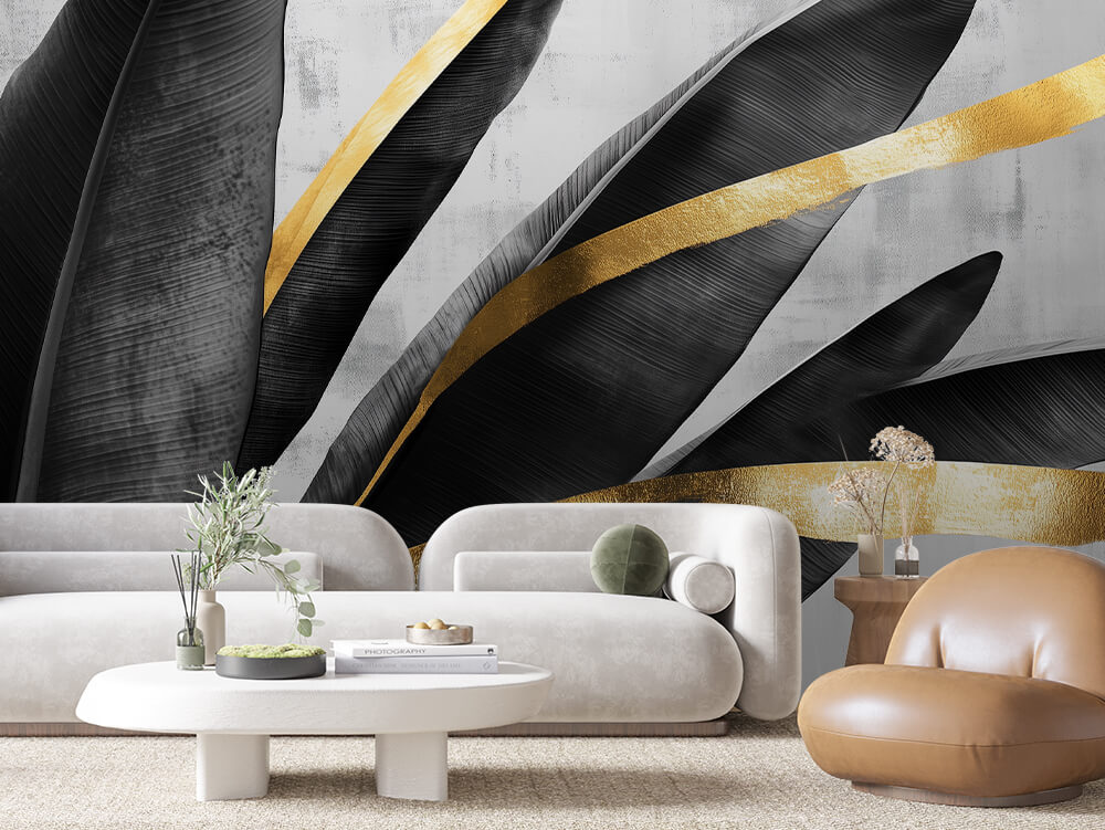 LEAVE 0014 – Golden Stripe Banana Leaf Wall Mural