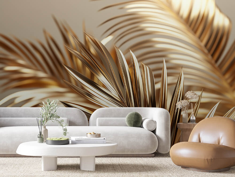 LEAVE 0019 – Backlit Golden Palm Wall Mural