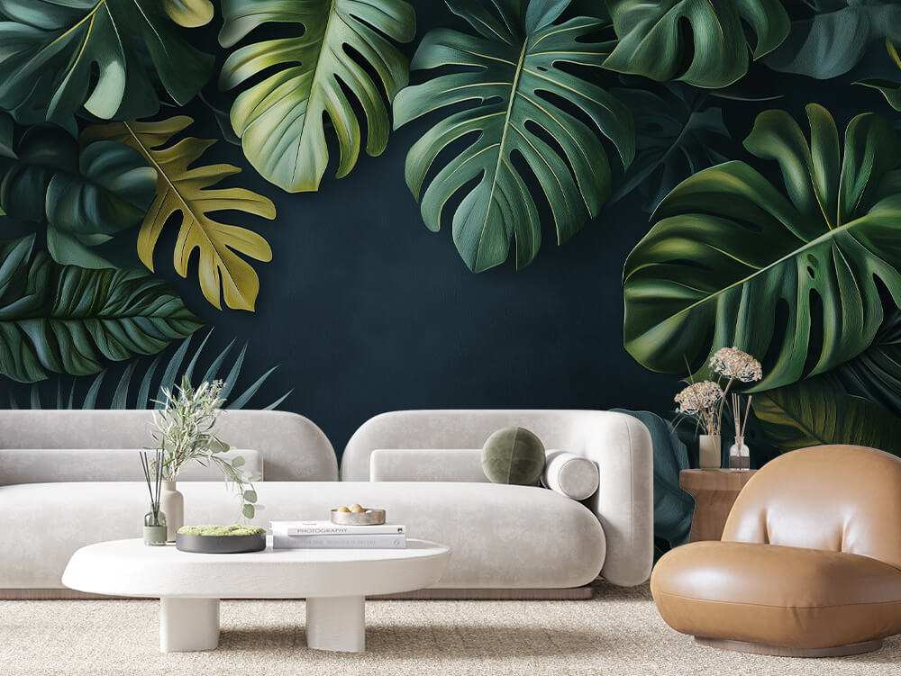 LEAVE 0032 – Midnight Monstera Accent Wall Mural