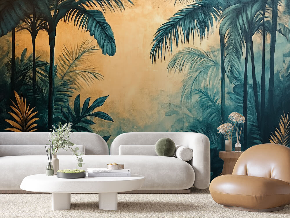 LEAVE 0035 – Sunset Palm Silhouette Wall Mural