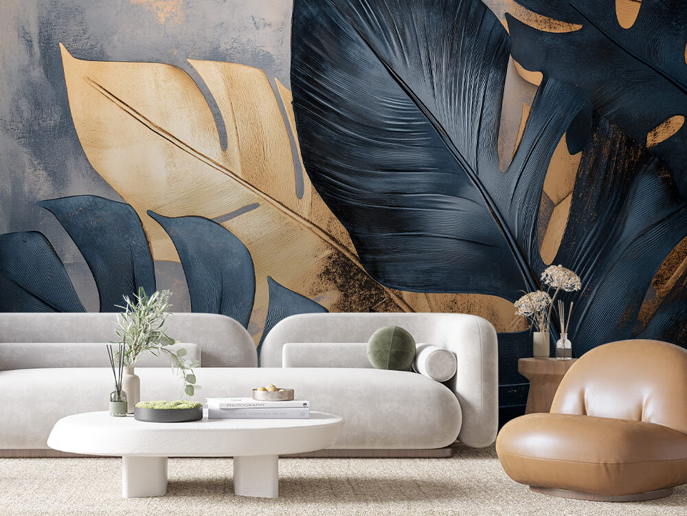 LEAVE 0042 – Gold Banana Leaf Duet Wall Mural