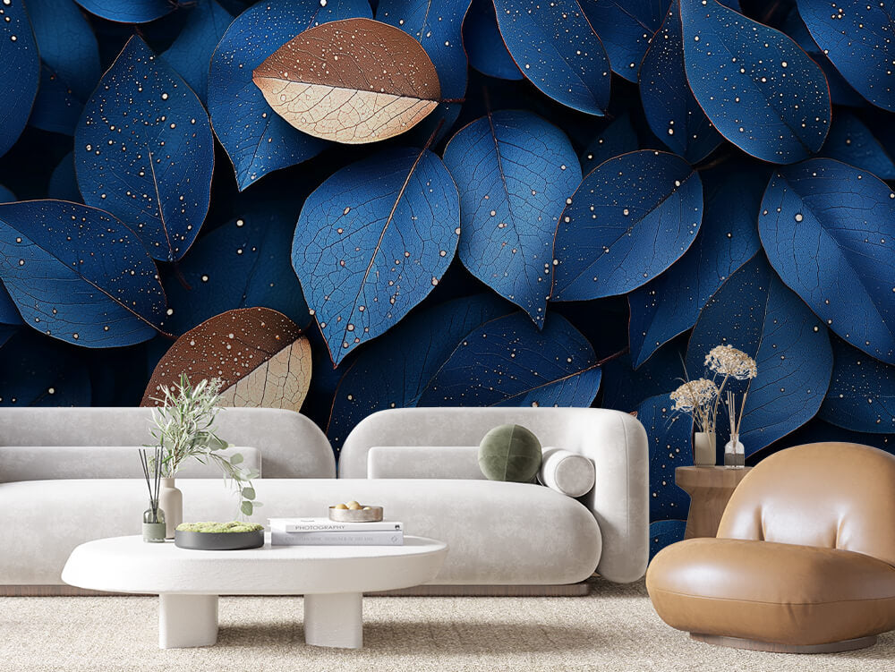 LEAVE 0046 – Copper Accent Leaf Pattern Wall Mural