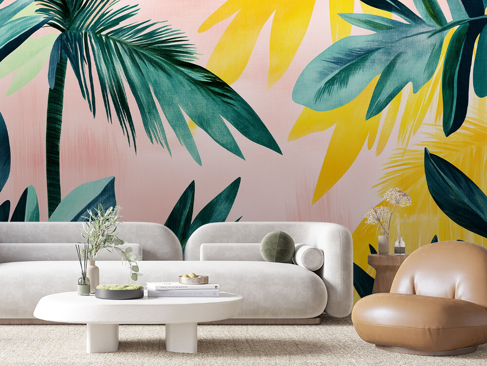 LEAVE 0051 – Tropical Sunset Palm Wall Mural