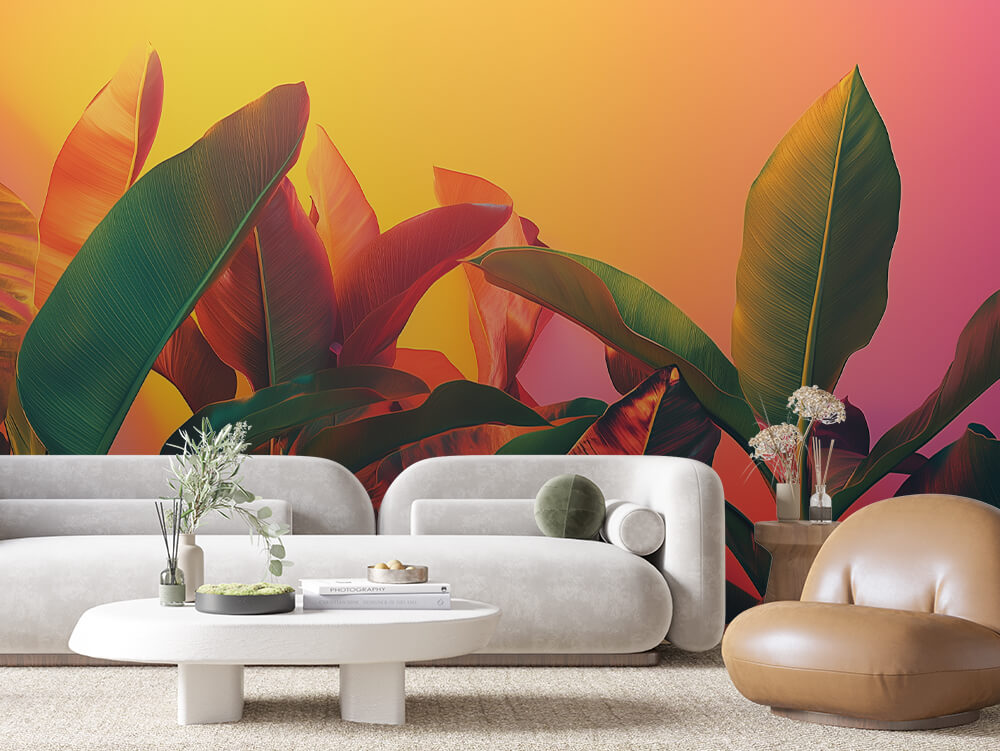 LEAVE 0052 – Backlit Tropical Banana Leaf Wall Mural