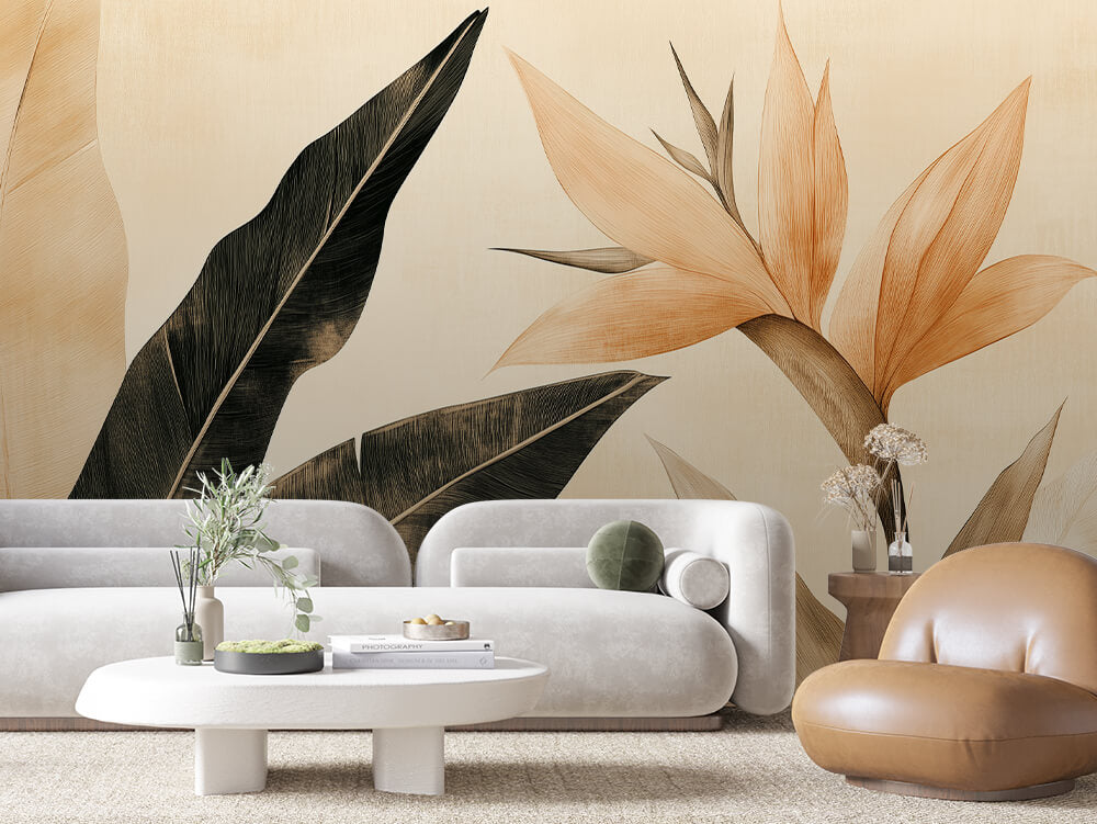 LEAVE 0053 – Line Art Bird of Paradise Wall Mural