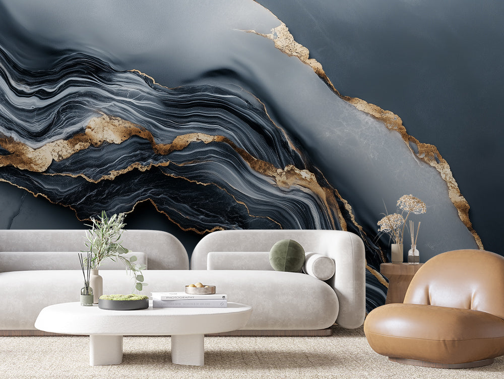 MARBLE 0007 – Crackled Slate Gold Marble Wall Mural