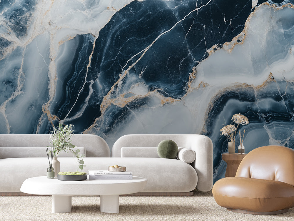 MARBLE 0009 – Indigo Ink Marble Wall Mural