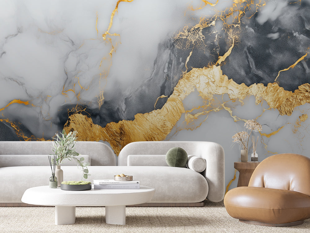 MARBLE 0013 – Woven Gold Branch Marble Wall Mural