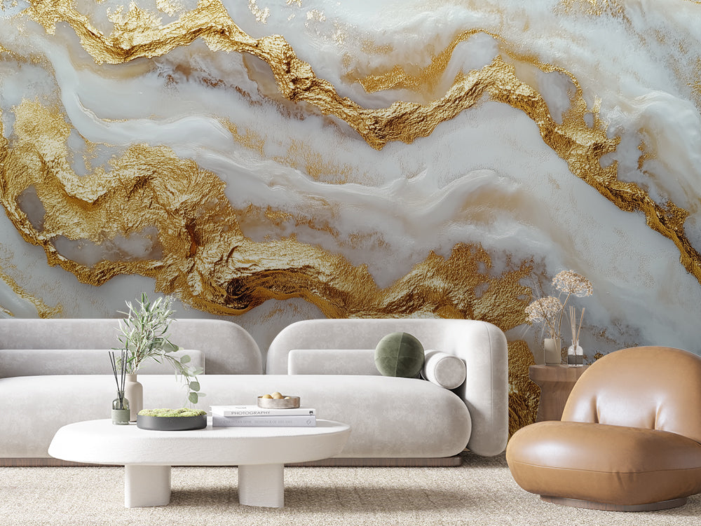 MARBLE 0017 – Bold Gold Band Marble Wall Mural