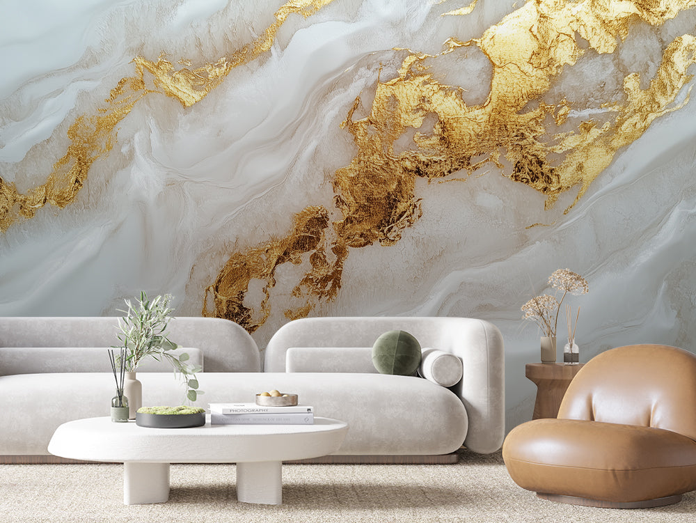 MARBLE 0018 – Gold Nebula Marble Wall Mural