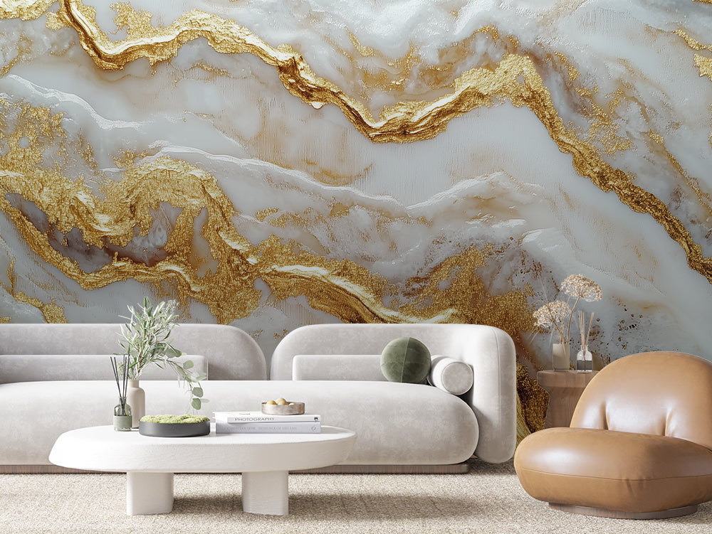 MARBLE 0019 – Radiant Gold Branch Marble Wall Mural