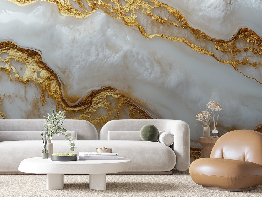 MARBLE 0020 – Golden Cloud Marble Wall Mural