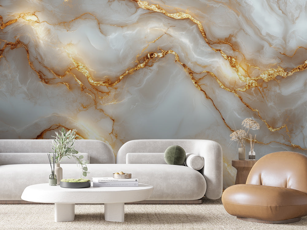 MARBLE 0021 – Sparkling Gold Crackle Marble Wall Mural