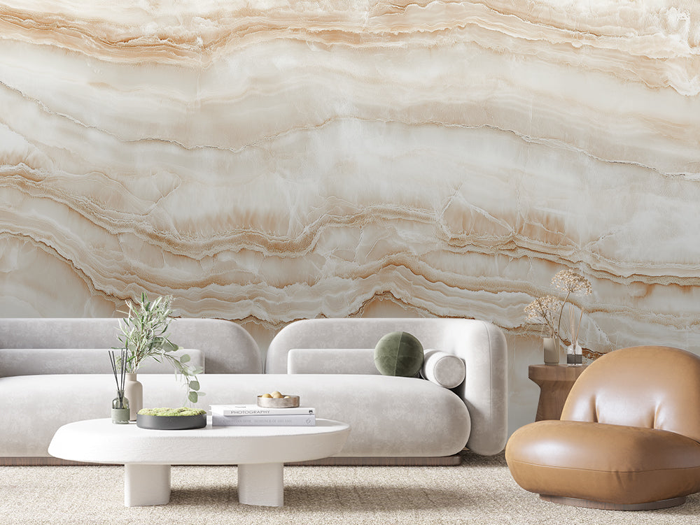 MARBLE 0025 – Warm Cream Banded Onyx Wall Mural