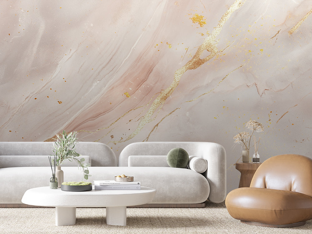 MARBLE 0026 – Blush Gold Fleck Marble Wall Mural