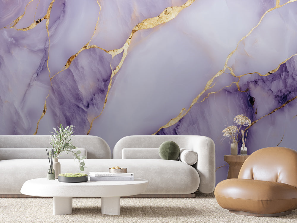 MARBLE 0027 – Lavender Onyx Gold Vein Wall Mural