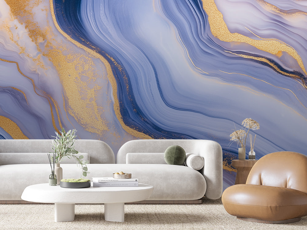 MARBLE 0030 – Indigo Gold Dust Marble Wall Mural
