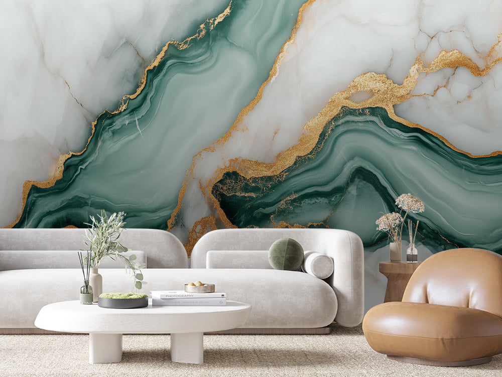 MARBLE 0035 – Deep Emerald Gold Marble Wall Mural