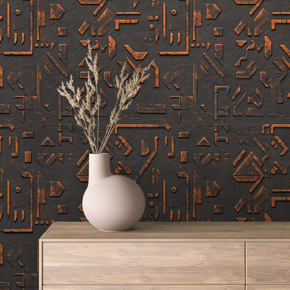 Ember Rune Relief Peel & Stick Wallpaper – Metal 0022