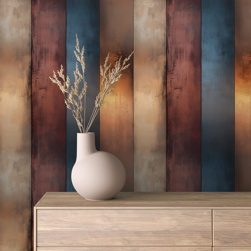 Multicolor Patina Plank Peel & Stick Wallpaper – Metal 0029