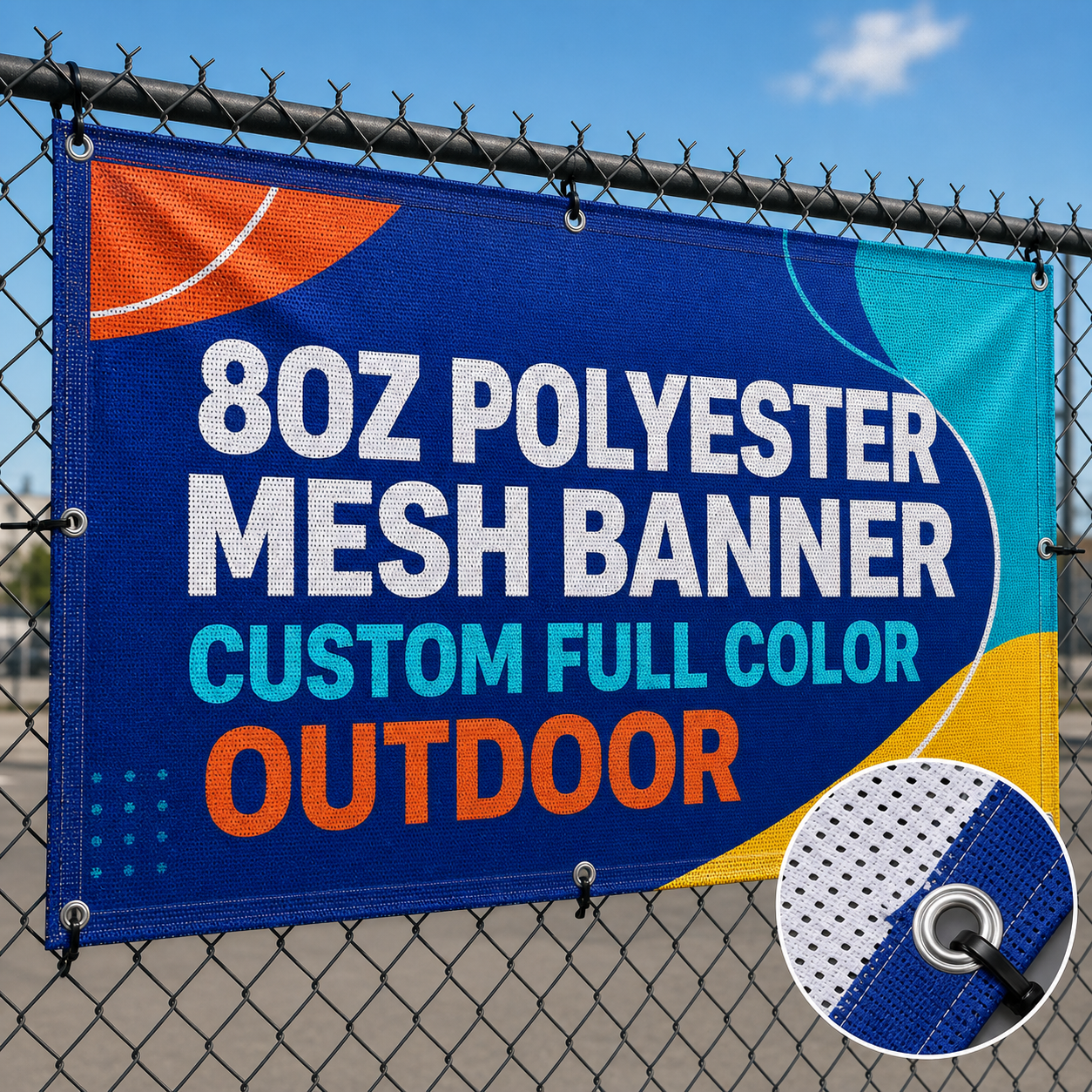 8oz Polyester Mesh Banner Custom Full Color Outdoor