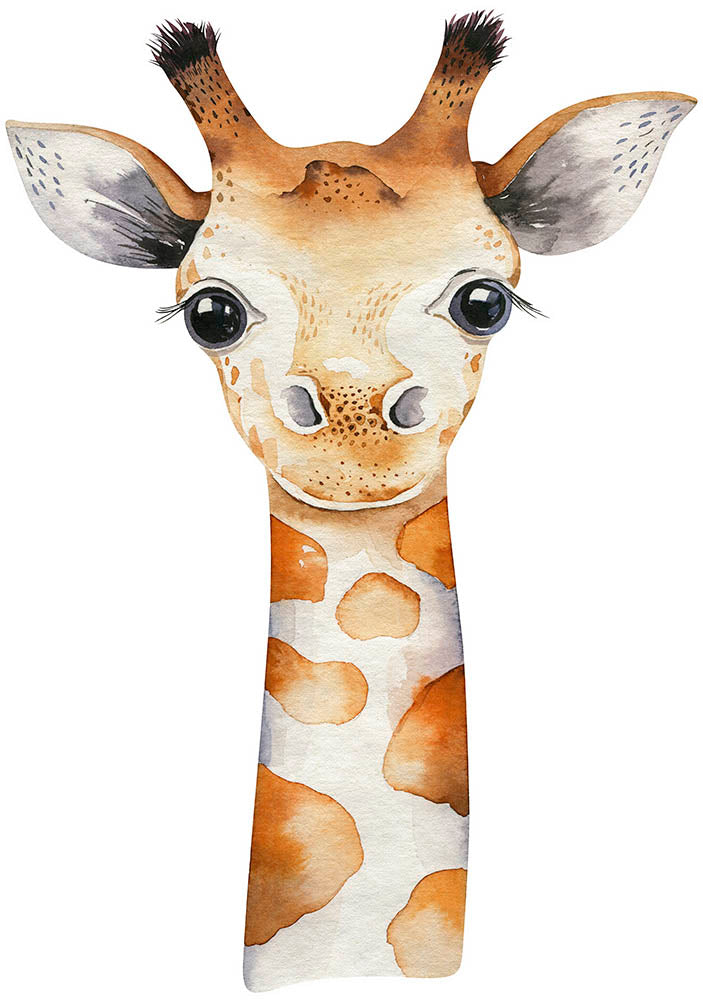Giraffe Pastel Head, Wall Decal Sticker, Removable with NO wall Damage!